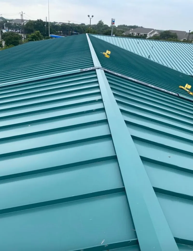 Green commercial metal roof ridge and valley for Metal Roof Repair in Bowleys Quarters